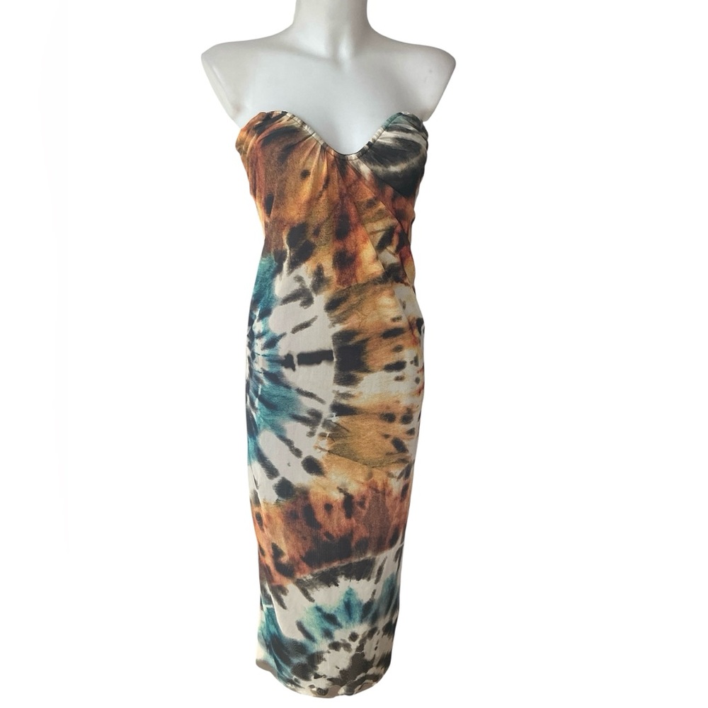 Zara Strapless Multicoloured Tulle Tie Dyed Midi Maxi Dress NWT Medium